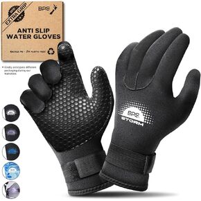 BPS Water Gloves, 3mm & 5mm Neoprene Five Finger Wetsuit Gloves for Diving, Snorkeling, Kayaking, Surfing, Winter, Canoeing, Kayaking and Other Water Sports in Kuwait
