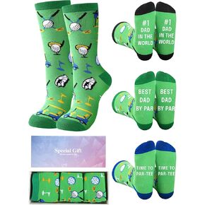 Cuffbow 3 أزواج عيد الأب هدايا الجولف جوارب الجولف لأبي أفضل أبي من قبل هدايا Paren Men Funder Present Presential Golfer Birthday Festival من ابن الابنة
