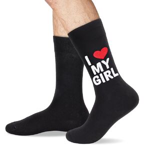 I LOVE MY GIRL MAN Socks Funny Novelty Socks for Valentines Girlfriend Boyfriend Anniversary Couple Gift Ideas