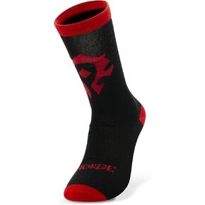 Abystyle World of Warcraft Horde Black and Red Socks بحجم واحد زوج واحد بوليستر أحذية للجنسين للجنسين Merch هدية