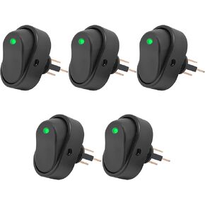 5 PCS LED Rocker Switch ، 12V إلى 24V تبديل Rocker Round Dot Switch ، SPST 3 PIN على مفتاح تبديل OFF مع ضوء LED لشاحنة السيارة MARINE BOAT ، إكسسوارات السيارات (الأزرق)