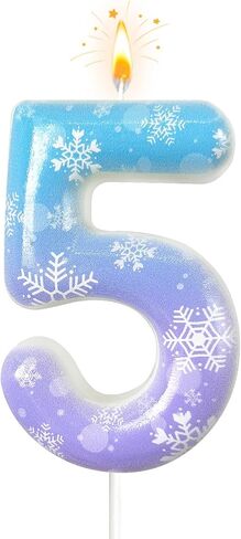 Charming Blue and Purple Snowflake Candles, Digital Birthday Candles, Cake Decorations are Suitable for Christmas, Birthdays, Romantic Nights, Snowflake Parties (5) in Saudi Arabia