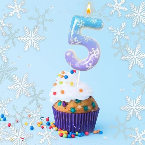 Charming Blue and Purple Snowflake Candles, Digital Birthday Candles, Cake Decorations are Suitable for Christmas, Birthdays, Romantic Nights, Snowflake Parties (5) in Saudi Arabia