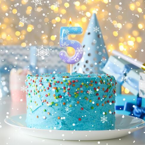 Charming Blue and Purple Snowflake Candles, Digital Birthday Candles, Cake Decorations are Suitable for Christmas, Birthdays, Romantic Nights, Snowflake Parties (5) in Saudi Arabia