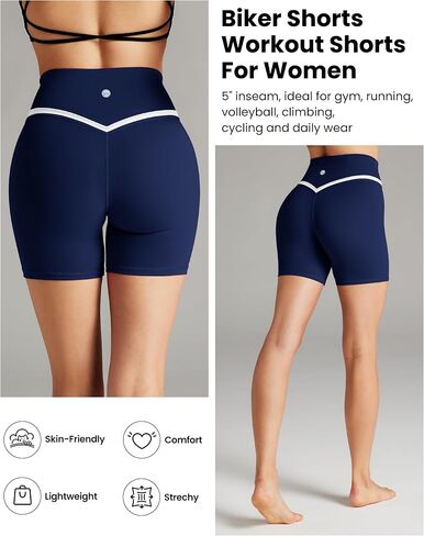 Women Biker Shorts Compression Crossover Seamless Athletic Shorts Running Sportswear in Kuwait