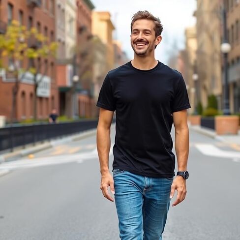 Assorted 5-Pack Solid T-Shirt, Cotton Short Sleeve, Breathable & Tag Free Tees, Mixed Colors, Classic Fit in Saudi Arabia