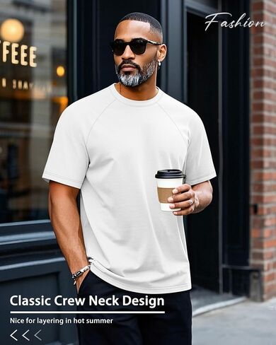 Ficerd 3 Pack Cotton Cotton Men Terts Tirts Big and Tall Raglan Raglan Short Sleeve Crew Neck Plus Size Size in Saudi Arabia
