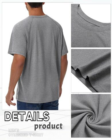 Ficerd 3 Pack Cotton Cotton Men Terts Tirts Big and Tall Raglan Raglan Short Sleeve Crew Neck Plus Size Size in Saudi Arabia
