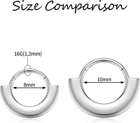 PEAKLINK 316L Surgical Steel Septum Clicker Ring Nose Hoop 16G Tragus Rook Daith Piercing Jewelry Cartilage Helix Conch Hoop Earring for Women in Saudi Arabia