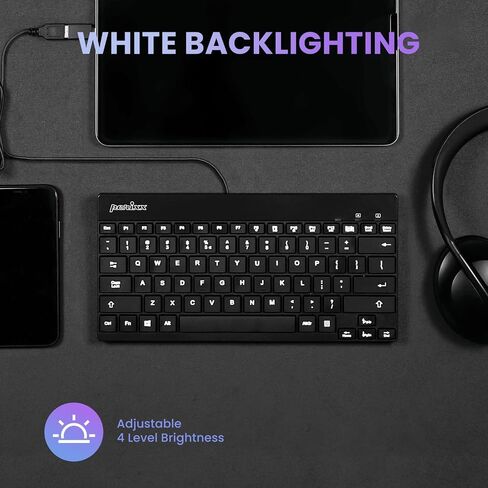 Perixx PERIBOARD-326 Wired Mini Backlit USB Keyboard with Low Profile Keys, US English Layout (11607) in Kuwait
