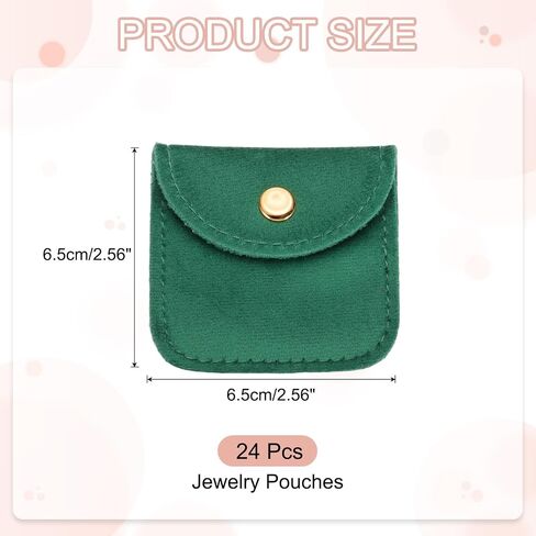 PATIKIL 3x3 Inch Velvet Jewelry Pouches, 24 Pcs Jewelry Packaging Gift Bags with Snap Button for Bracelet Necklace Rings Watch, Dark Green in Saudi Arabia