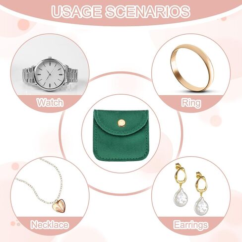 PATIKIL 3x3 Inch Velvet Jewelry Pouches, 24 Pcs Jewelry Packaging Gift Bags with Snap Button for Bracelet Necklace Rings Watch, Dark Green in Saudi Arabia