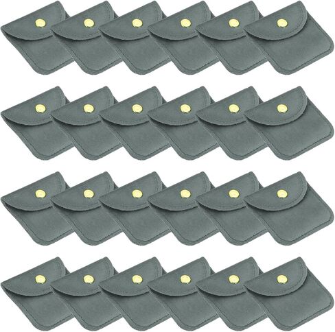 PATIKIL 3x3 Inch Velvet Jewelry Pouches, 24 Pcs Jewelry Packaging Gift Bags with Snap Button for Bracelet Necklace Rings Watch, Dark Green in Saudi Arabia