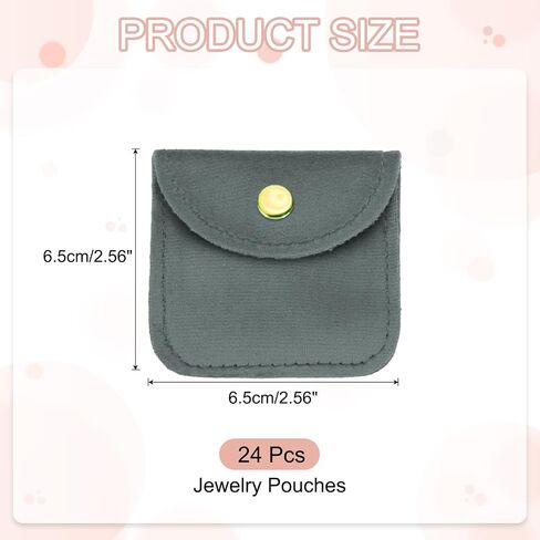 PATIKIL 3x3 Inch Velvet Jewelry Pouches, 24 Pcs Jewelry Packaging Gift Bags with Snap Button for Bracelet Necklace Rings Watch, Dark Green in Saudi Arabia
