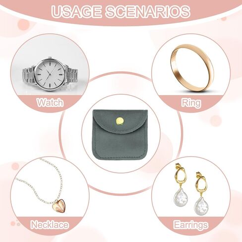 PATIKIL 3x3 Inch Velvet Jewelry Pouches, 24 Pcs Jewelry Packaging Gift Bags with Snap Button for Bracelet Necklace Rings Watch, Dark Green in Saudi Arabia
