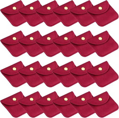 PATIKIL 3x3 Inch Velvet Jewelry Pouches, 24 Pcs Jewelry Packaging Gift Bags with Snap Button for Bracelet Necklace Rings Watch, Dark Green in Saudi Arabia