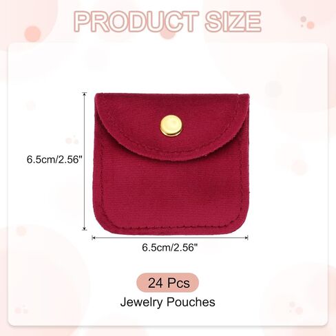 PATIKIL 3x3 Inch Velvet Jewelry Pouches, 24 Pcs Jewelry Packaging Gift Bags with Snap Button for Bracelet Necklace Rings Watch, Dark Green in Saudi Arabia