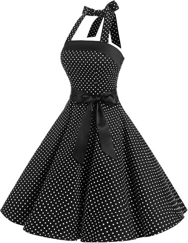Vintage Dress for Women 1950s Halter Retro Cocktail Dresses Audrey Hepburn Style Rockabilly Swing Dress in Saudi Arabia