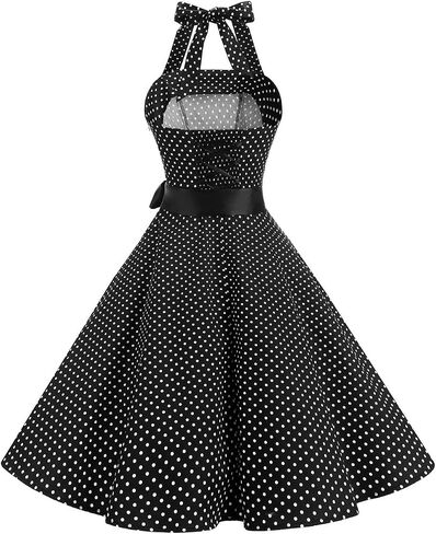 Vintage Dress for Women 1950s Halter Retro Cocktail Dresses Audrey Hepburn Style Rockabilly Swing Dress in Saudi Arabia