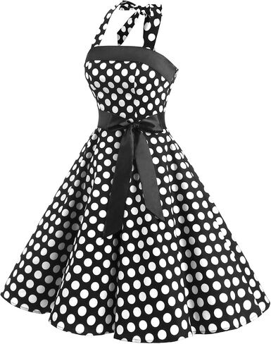 Vintage Dress for Women 1950s Halter Retro Cocktail Dresses Audrey Hepburn Style Rockabilly Swing Dress in Saudi Arabia
