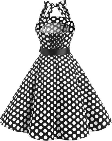 Vintage Dress for Women 1950s Halter Retro Cocktail Dresses Audrey Hepburn Style Rockabilly Swing Dress in Saudi Arabia