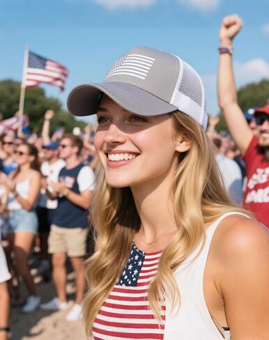 2 Packs American Flag Trucker Hat, Adjustable Mesh Snapback USA Flag Baseball Caps for Men Women in Kuwait