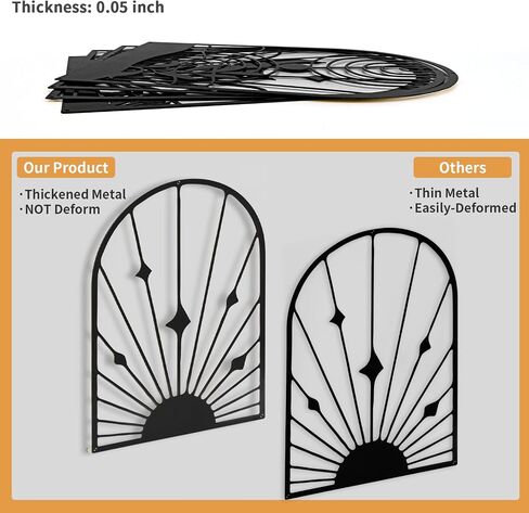 WOWSTAR 4 Pcs Black Large Metal Wall Art, 17x12 Inch Modern Minimalist Iron Wall Sculpture, 3D Textured Art Wall Décor for Living Room, Dining Room, Bedroom, Office in Kuwait