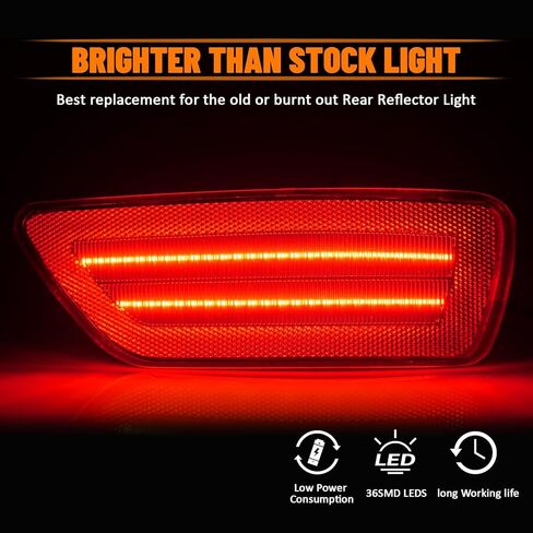 Bestview Besteview LED LED LED مصباح مصباح عاكس لـ JE-EP Grand Cherokee ، Compass ، Patriot ＆ Dodge Journey ، Lear Pumper Reflector Light Light Assembly Red ، Pack of 2 in Kuwait