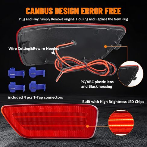 Bestview Besteview LED LED LED مصباح مصباح عاكس لـ JE-EP Grand Cherokee ، Compass ، Patriot ＆ Dodge Journey ، Lear Pumper Reflector Light Light Assembly Red ، Pack of 2 in Kuwait
