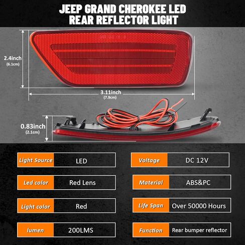 Bestview Besteview LED LED LED مصباح مصباح عاكس لـ JE-EP Grand Cherokee ، Compass ، Patriot ＆ Dodge Journey ، Lear Pumper Reflector Light Light Assembly Red ، Pack of 2 in Kuwait