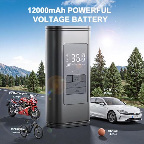 12000 مللي أمبير في الساعة ضاغط الهواء المحمول ، 150psi cordless ، مضخة هواء إطارات السيارة ، ومضخة إطارات الدراجة الكهربائية مع مقياس الضغط ، وضوء LED ، وبطارية للدراجات ، والدراجات النارية ، والكرات ، وملحقات السيارات in Saudi Arabia