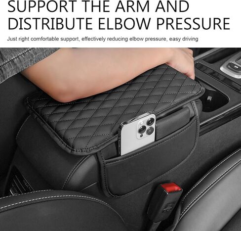 Car Center Console Cover, Soft Car Armrest Box Pad with 2 Storage Bags, Microfiber Leather Car Armrest Cover, Universal Car Armrest Seat Box Pad, Car Interior Accessories (Black) in Saudi Arabia