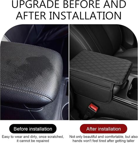 Car Center Console Cover, Soft Car Armrest Box Pad with 2 Storage Bags, Microfiber Leather Car Armrest Cover, Universal Car Armrest Seat Box Pad, Car Interior Accessories (Black) in Saudi Arabia