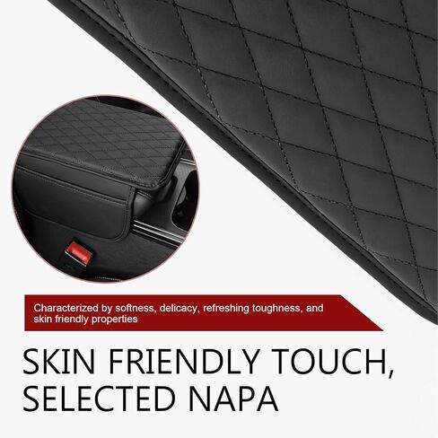 Car Center Console Cover, Soft Car Armrest Box Pad with 2 Storage Bags, Microfiber Leather Car Armrest Cover, Universal Car Armrest Seat Box Pad, Car Interior Accessories (Black) in Saudi Arabia