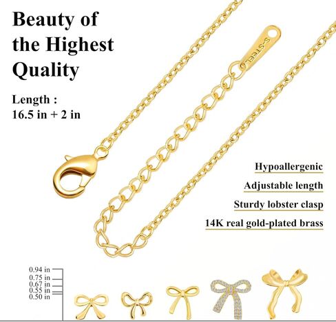 14K Gold Plated Bow Necklace for Women, Dainty Bow Pendant Choker Necklace, Fashion Bow Jewelry Gift in Saudi Arabia