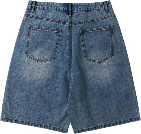 Mens Baggy Jean Shorts Loose Fit Vintage Wide Leg Jorts Y2K Streetwear Hip Hop Casual Denim Shorts in Kuwait