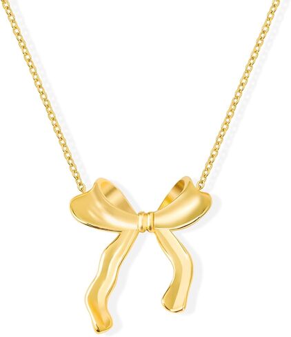 14K Gold Plated Bow Necklace for Women, Dainty Bow Pendant Choker Necklace, Fashion Bow Jewelry Gift in Saudi Arabia