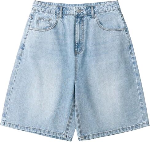 Mens Baggy Jean Shorts Loose Fit Vintage Wide Leg Jorts Y2K Streetwear Hip Hop Casual Denim Shorts in Kuwait