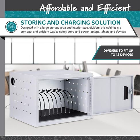 Learniture Structure Series 12-Device Wall-Mount Charging Cart Compatible with Laptop Computers, Tablets, Chromebooks - Gray -LNT-NOR1009GR-SO in Saudi Arabia