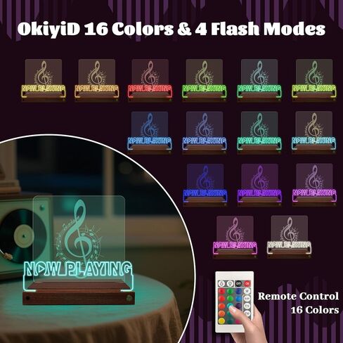 Light Up Now Playing Vinyl Record Stand, Record Holder Stand Display Decor, LED Wooden Base 16 Color Changing with Remote Control,Vinyl Album Storage Gifts for Music Lovers Room Decor in Kuwait