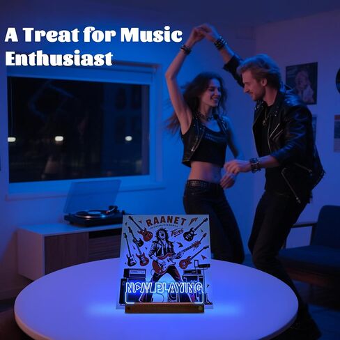 Light Up Now Playing Vinyl Record Stand, Record Holder Stand Display Decor, LED Wooden Base 16 Color Changing with Remote Control,Vinyl Album Storage Gifts for Music Lovers Room Decor in Kuwait