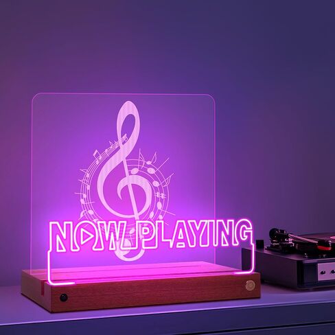 Light Up Now Playing Vinyl Record Stand, Record Holder Stand Display Decor, LED Wooden Base 16 Color Changing with Remote Control,Vinyl Album Storage Gifts for Music Lovers Room Decor in Kuwait