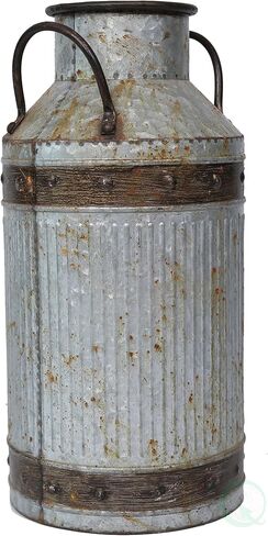 Vintiquewise Galvanized Metal Rustic Milk Can, Large in Kuwait