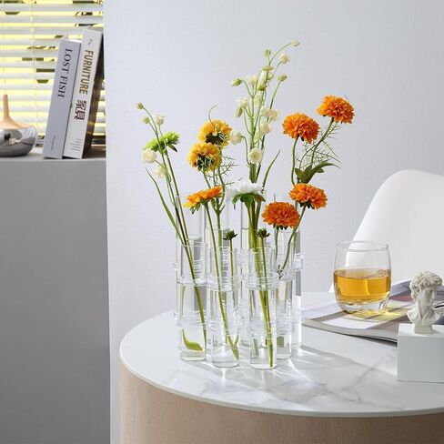 Hinged Flower Vase Different Heights Clear Cylinder Tiny Glass Foldable Vase Test Tube Propagation Station in Kuwait