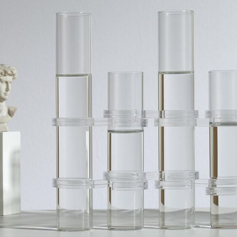 Hinged Flower Vase Different Heights Clear Cylinder Tiny Glass Foldable Vase Test Tube Propagation Station in Kuwait