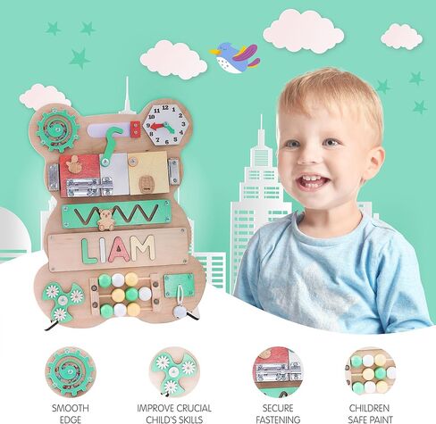 Educational games Board, First Birthday Gift, Sensory Activity Toy, Wooden Busy Board in Saudi Arabia