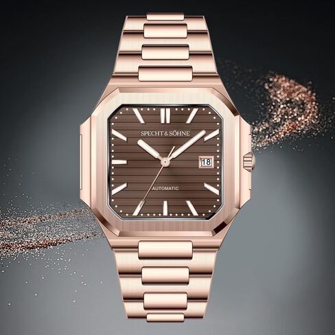 specht & söhne 41mm مربع مربع 5711 مشاهدة الساعات الميكانيكية الوردية الذهب الفولاذ المقاوم للصدأ من الفولاذ المقاوم للماء in Saudi Arabia