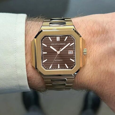specht & söhne 41mm مربع مربع 5711 مشاهدة الساعات الميكانيكية الوردية الذهب الفولاذ المقاوم للصدأ من الفولاذ المقاوم للماء in Saudi Arabia