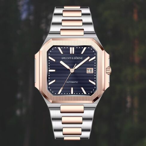 Specht & Söhne 41MM Square Cubic 5711 Men's Watch Mechanical Watches Rose Gold Stainless Steel Sapphire Crystal Waterproof in Saudi Arabia
