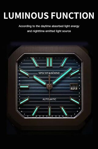 Specht & Söhne 41MM Square Cubic 5711 Men's Watch Mechanical Watches Rose Gold Stainless Steel Sapphire Crystal Waterproof in Saudi Arabia